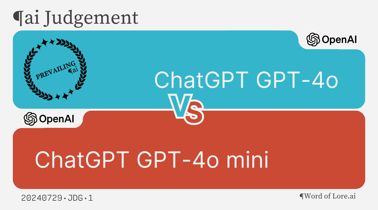 A Trial Card showing that GPT-4o prevails over GPT-4o mini model at the AI Judgement task