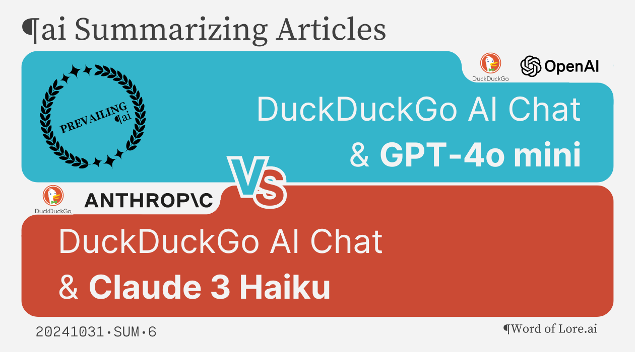 A Trial Card: DuckDuckGo & GPT-4o mini prevails over DuckDuckGo & Claude 3 Haiku at the Article Summarization trial