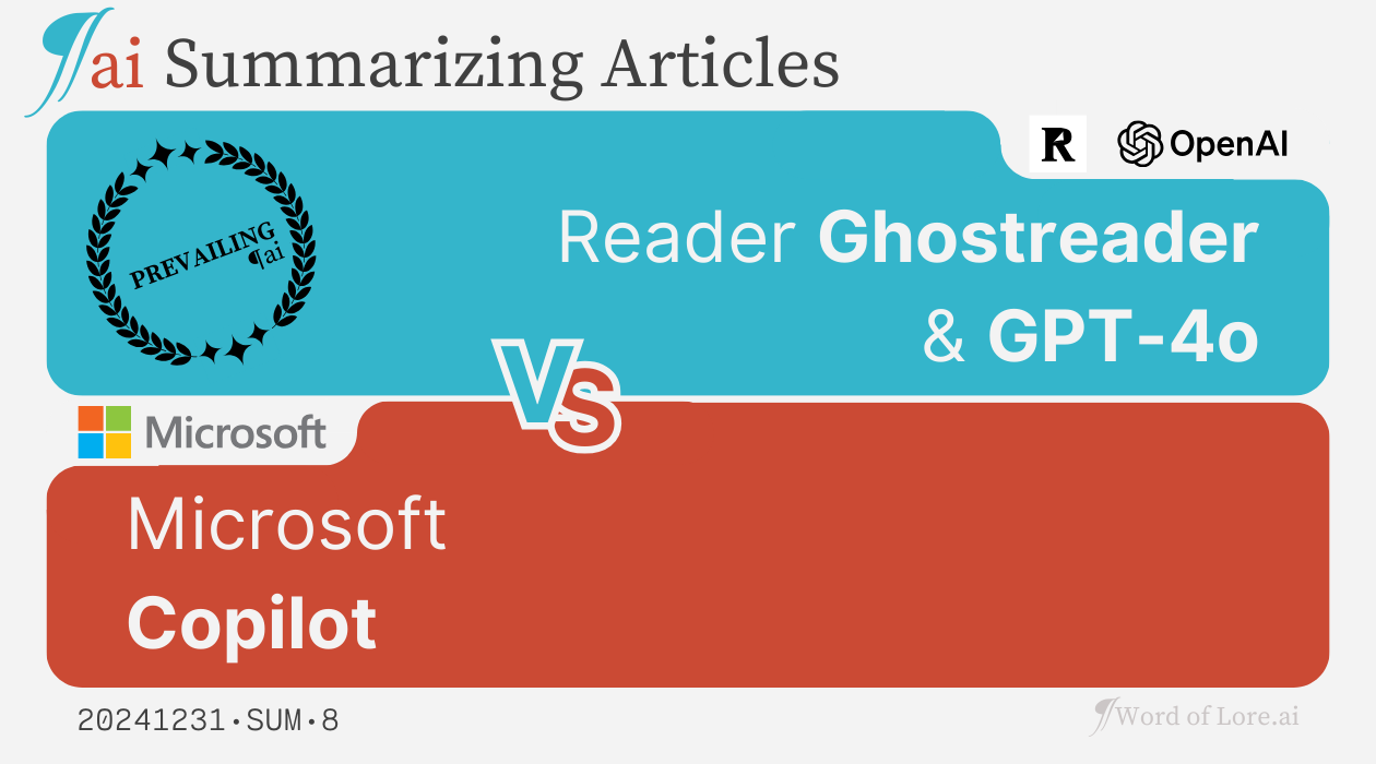 A Trial Card: Ghostreader & GPT-4o (Readwise) prevails over Copilot (Microsoft) at the Article Summarization trial