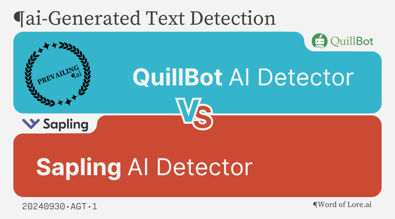 A trial card showing Quillot AI Detector prevails over Sapling AI Detector at the AI-Generated Text Detection Trial