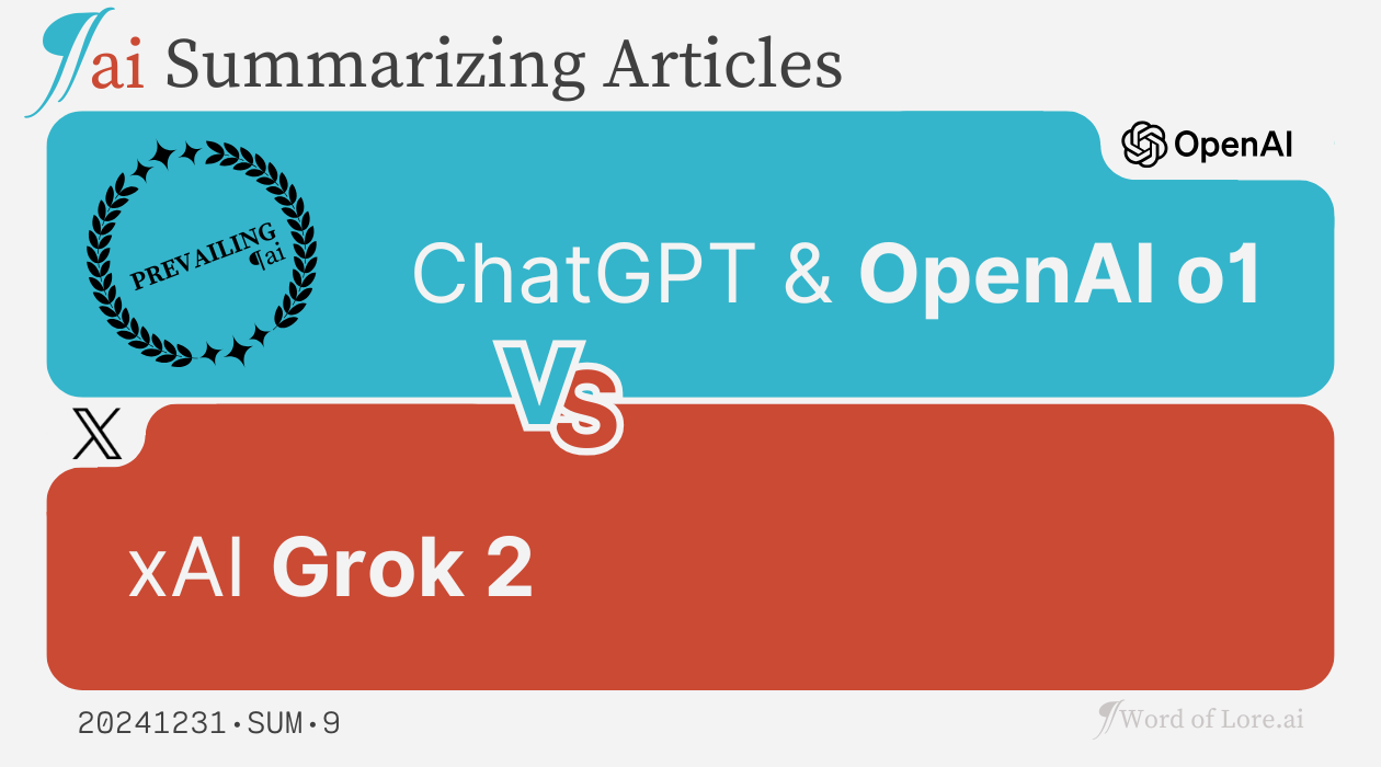 A Trial Card: ChatGPT o1 (OpenAI) prevails over Grok 2 (xAI) at the Article Summarization trial